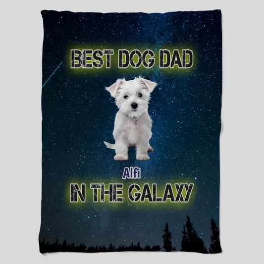 שמיכה בעיצוב אישי לאבא - מתנה לאבא ליום הולדת - מתנה לאבא טרי - מתנה לאוהבי כלבים