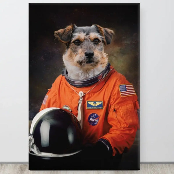 קנבס הכלב האסטרונאוט - קנבס בעיצוב אישי עם הכלב או החתול שלכם, מתנה לבעלי כלבים, מתנה מושלמת לאוהבי חתולים