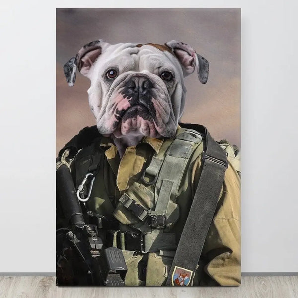 קנבס הכלב/חתול החייל - מתנה לאוהבי חיות - קנבס עם הכלב
