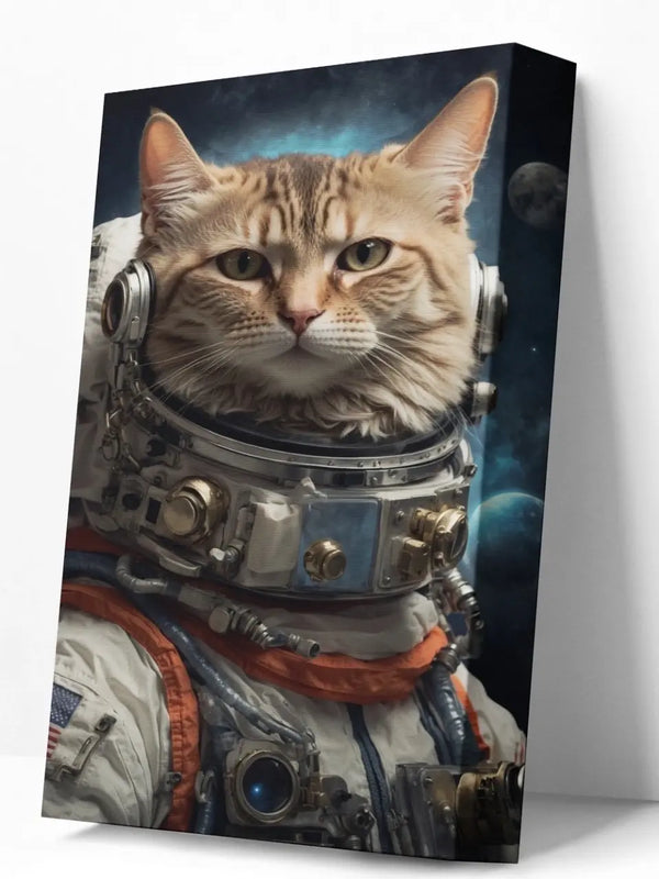 קנבס החתול האסטרונאוט - קנבס בעיצוב אישי עם תמונה של החתול - מתנה קנבס עם חתול