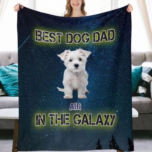 שמיכה בעיצוב אישי לאבא - מתנה לאבא ליום הולדת - מתנה לאבא טרי - מתנה לאוהבי כלבים