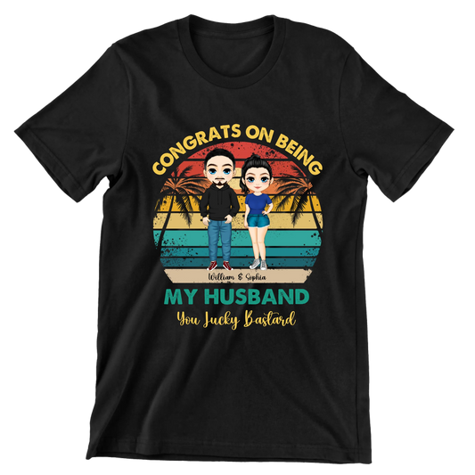 ברכות על היותך בעלי - חולצה מצחיקה בעיצוב אישי, מתנה לבעל, מתנת יום הולדת לבעלי