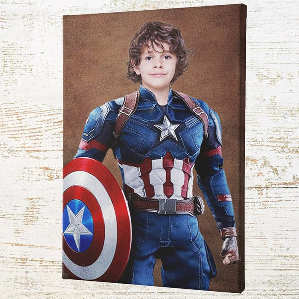 קפטן אמריקה - קנבס בעיצוב והתאמה אישית - מתנה לילדים