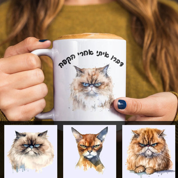 ספל קפה מצחיק בעיצוב אישי - מתנה לאוהבי חתולים, מתנת יום הולדת לאוהבי חתולים